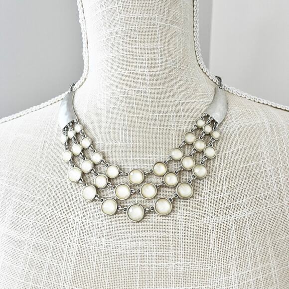 Lucky Brand 3-Strand Citrine Stone Reversible Statement Necklace - Picture 1 of 9